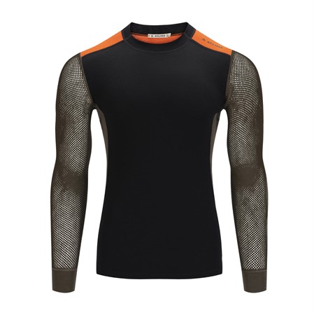 WoolNet Hybrid crewneck M's Jet Black/Tarmac/Gold Flame L