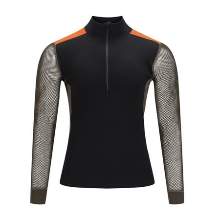 WoolNet Hybrid mockneck M's - Jet Black/Tarmac/Gold Flame XL