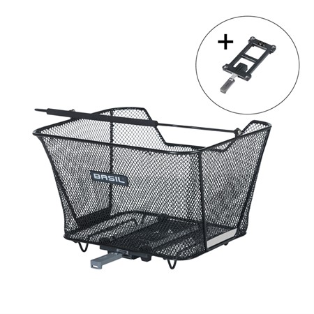 BASIL KORG BAK LESTO MIK SVART INKL ADAPTERPLATTA